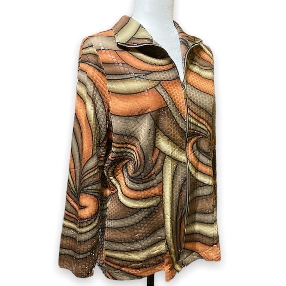 EXCLUSIVELY Misook Abstract Paillette Sequin Full Zip Jacket Shiny Women Size S - Picture 4 of 7